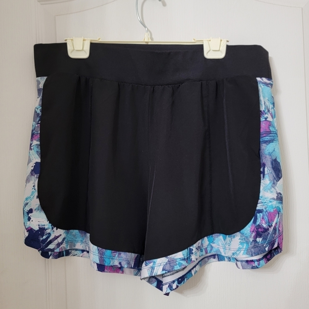 Tek Gear Size XL Black with Blue & Purple Exercise, Running Shorts, Gently Used - Picture 1 of 9
